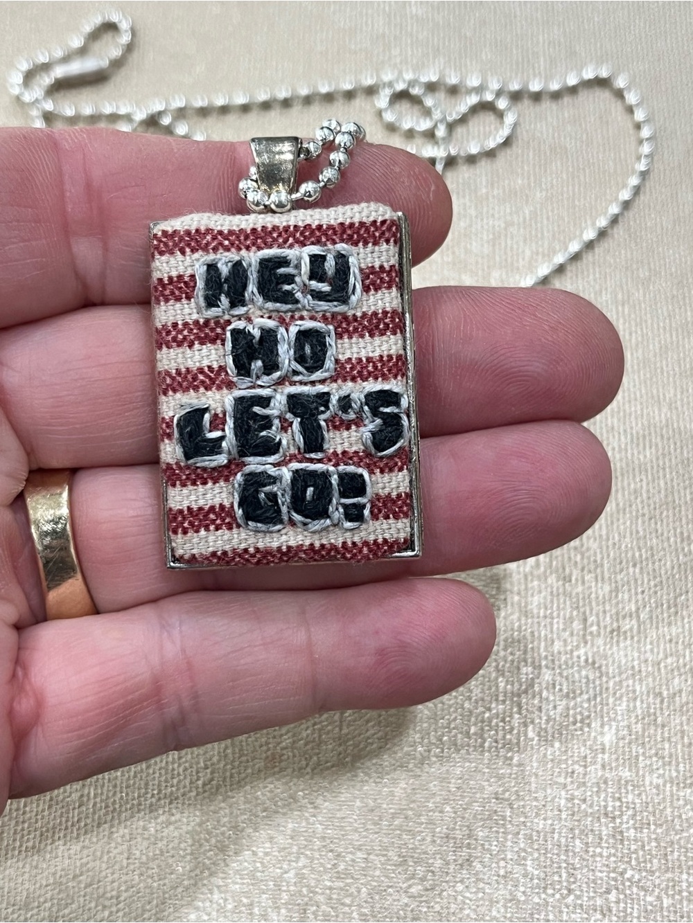 Ramones punk rock Hey ho! Let’s go! hand embroidered pendant and necklace